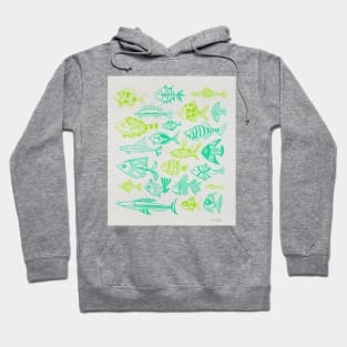 fish inkings lime turquoise Hoodie